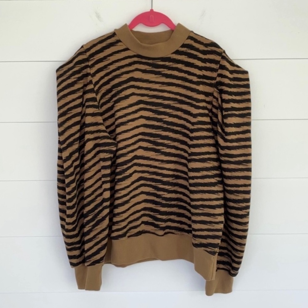 Agolde Folded Sleeve Mock Neck Sweatshirt Serpentine Large